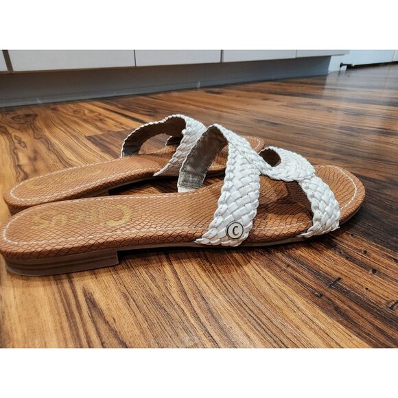 Circus by Sam Edelman Betty 2 Slide Sandals 9.5 White Braided Resort Flat - Picture 3 of 8